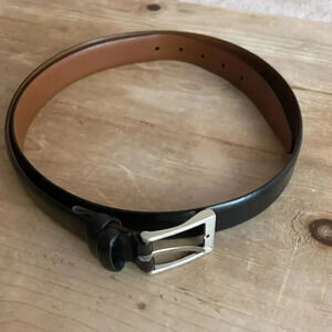 Pre-owned Full grain Italian Leather Men's Size 44/110 Black w Silver Buckle